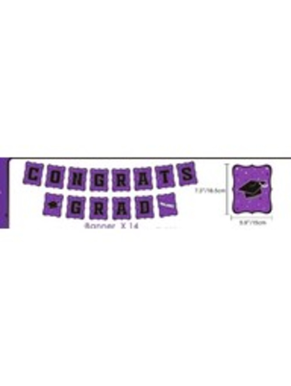 Purple Congrats Grad Banner & Rectangular Table Cloth Graduation Party Decor - Picture 3 of 7